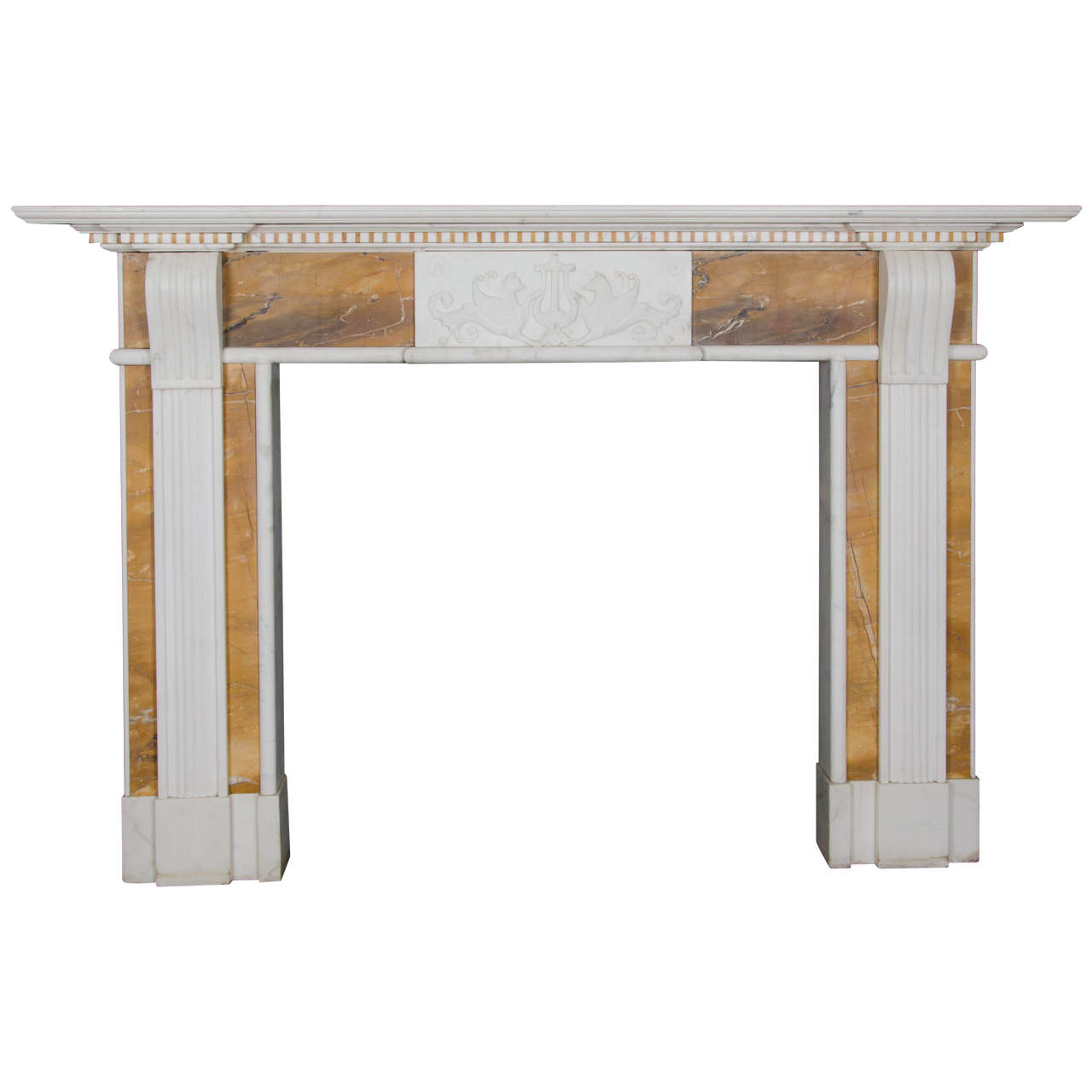 Georgian Style Statuary and Sienna Marble Fire Surround For Sale