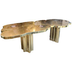 Enzo Missoni Dinning Table in Gilt Brass and Agates