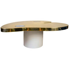 Enzo Missoni Coffee Table in Gilt Brass and Agates