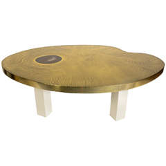 Enzo Missoni Coffee Table in Gilt Brass and  Agate