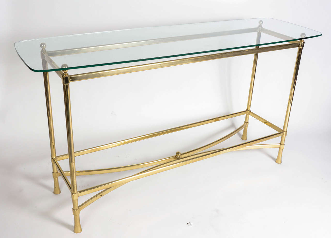 1970s, Pair of Console Tables in Gilt  Brass