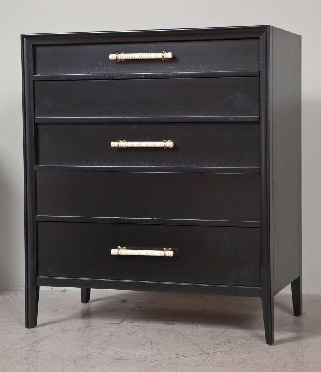 Black Lacquer Tall Chest by Widdicomb In Excellent Condition In New York, NY