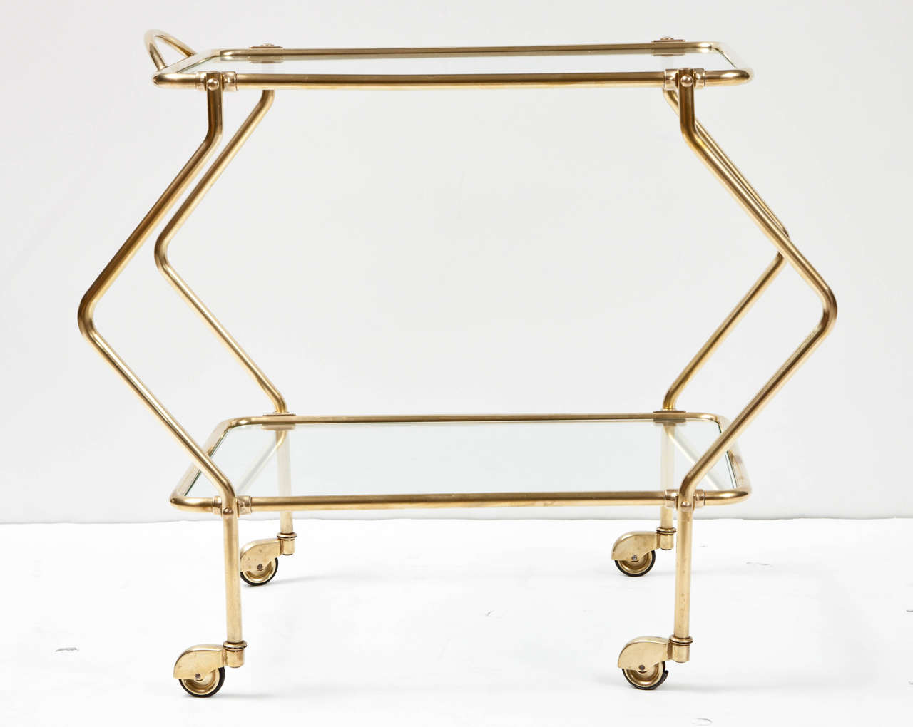 Italian Brass Serving Cart In Excellent Condition In New York, NY