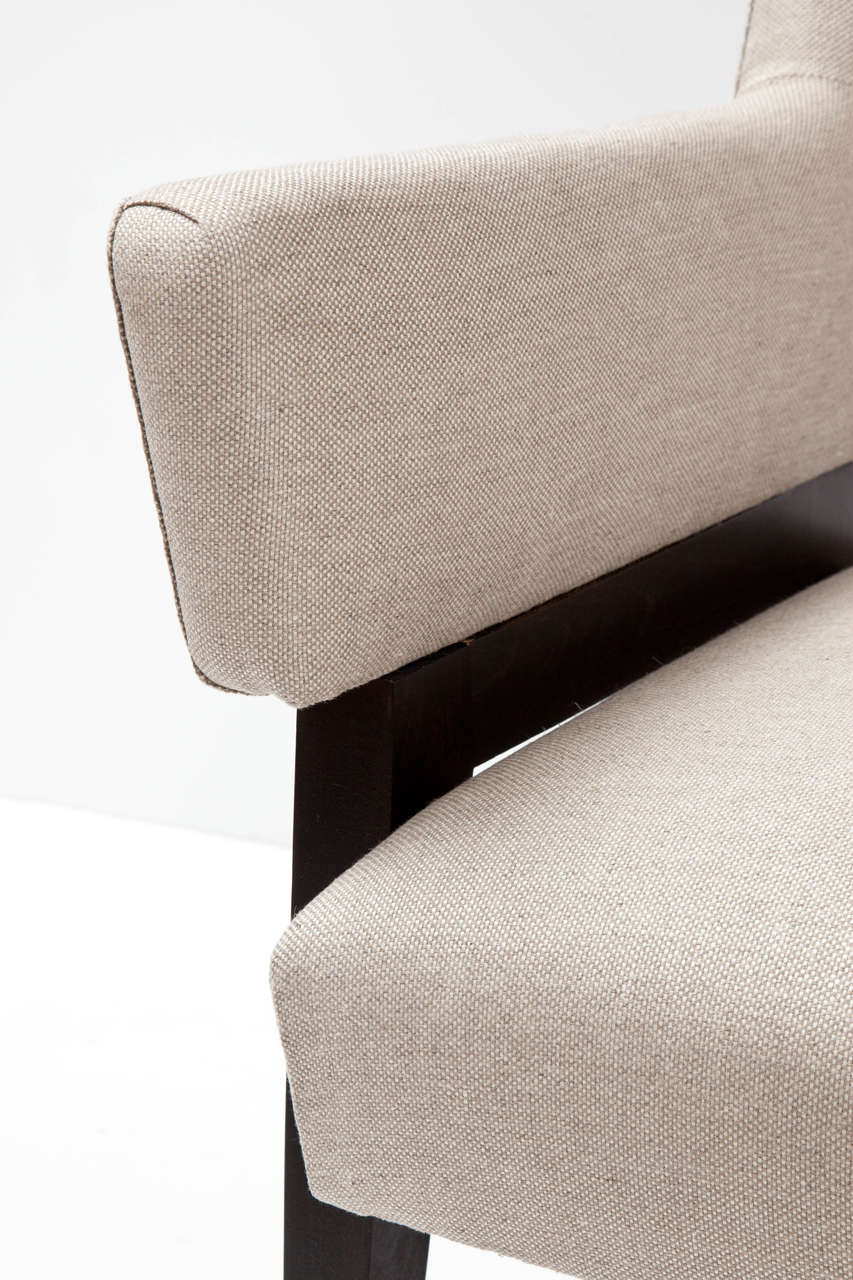Linen Italian Wing-Backed Armchairs