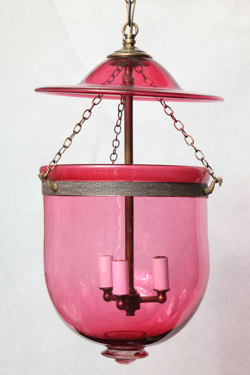 Spectacular Cranberry Pink Glass Belljar