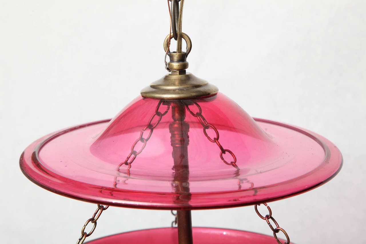 British Spectacular Cranberry Pink Glass Belljar For Sale