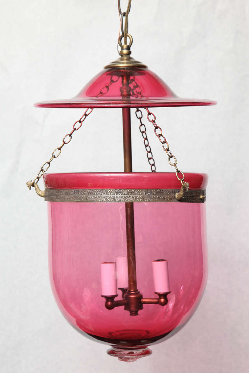 Spectacular Cranberry Pink Glass Belljar For Sale 1