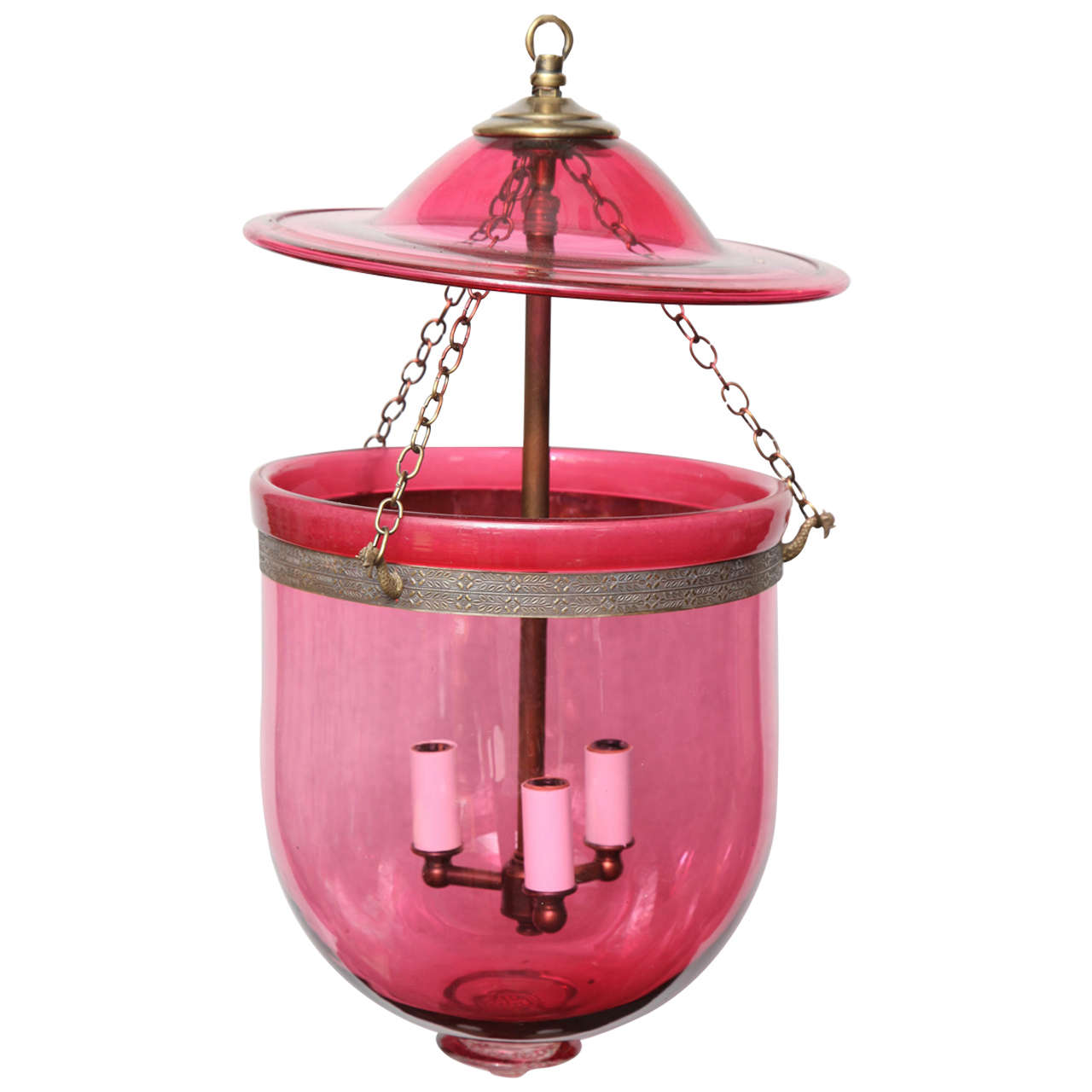 Spectacular Cranberry Pink Glass Belljar For Sale