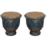 Large Pair of Glazed  Pots