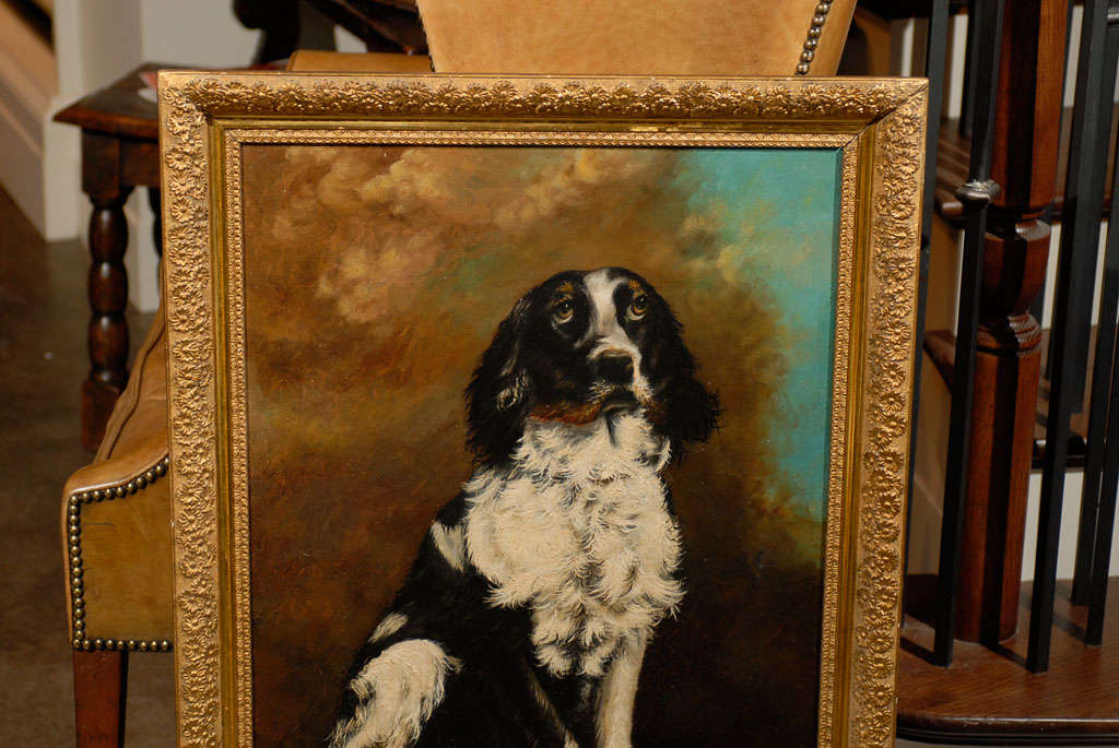 American Large Oil Painting of Dog