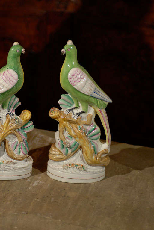 19th Century Pair of Large Staffordshire Birds