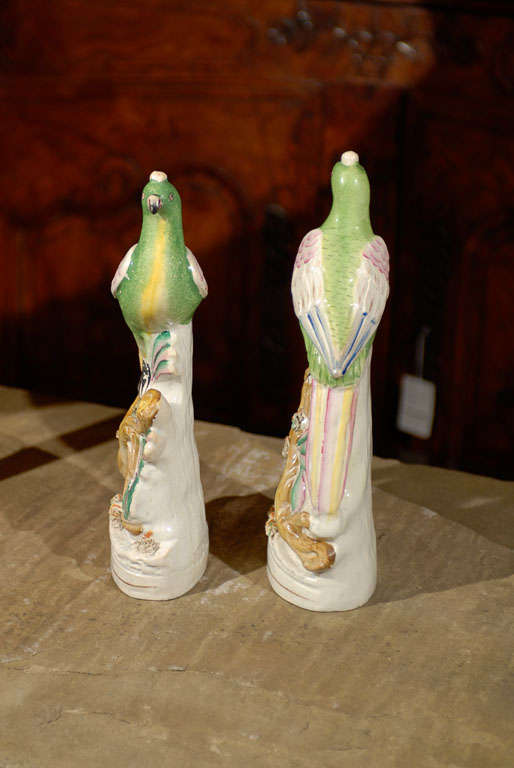 Pottery Pair of Large Staffordshire Birds