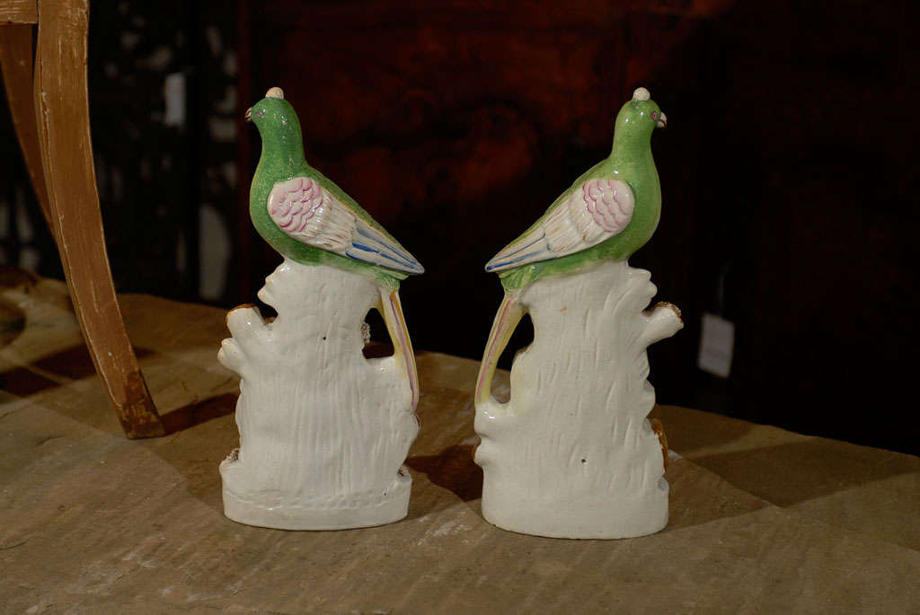 Pair of Large Staffordshire Birds 1