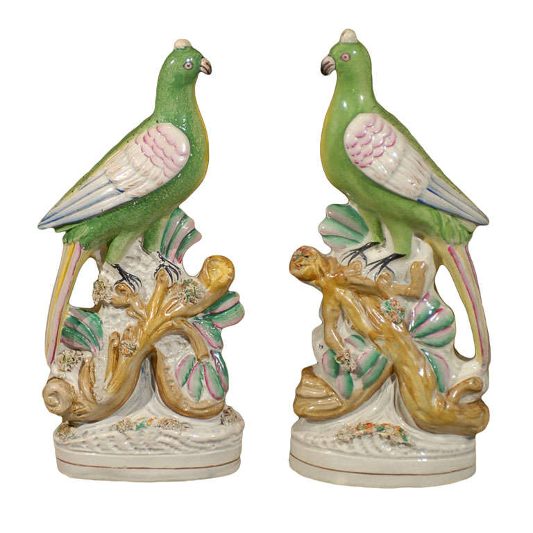 Pair of Large Staffordshire Birds