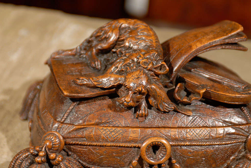 German Carved Black Forest Box with Dog