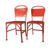 Pair of Painted Steel Bistro Chairs
