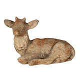 Reclining Painted Concrete Deer Fawn