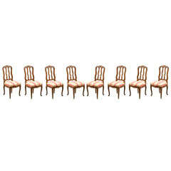 Set of 8 Louis XV Style Dining Chair, Carved