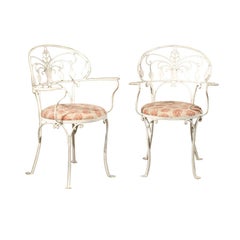 Pair of Early 20th Century American Painted Iron Garden Armchairs