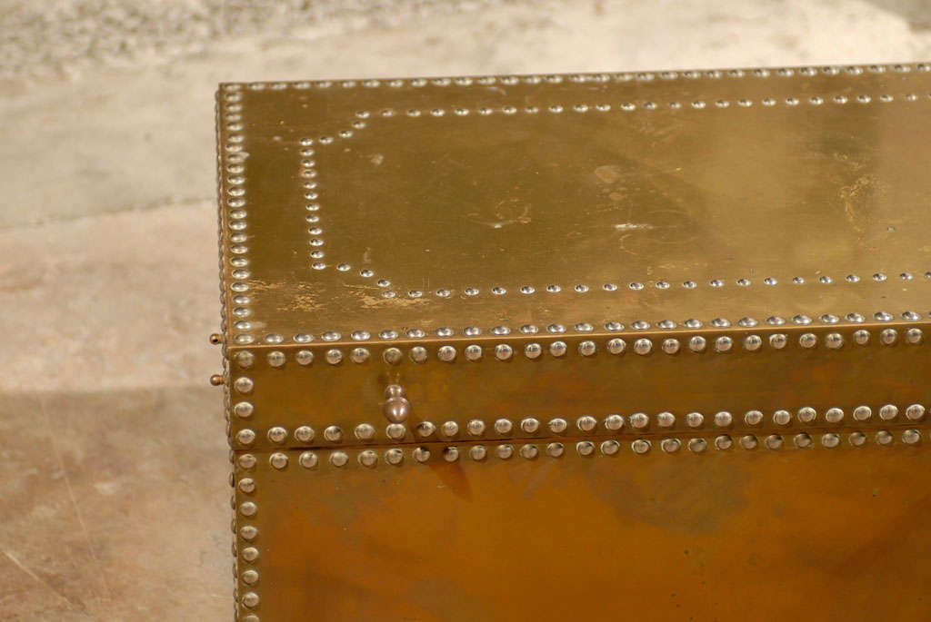 Pair Of Vintage Brass Trunks at 1stdibs