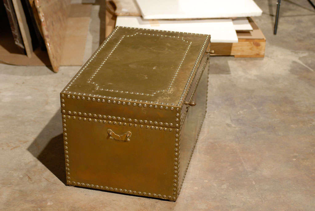 Pair Of Vintage Brass Trunks at 1stdibs