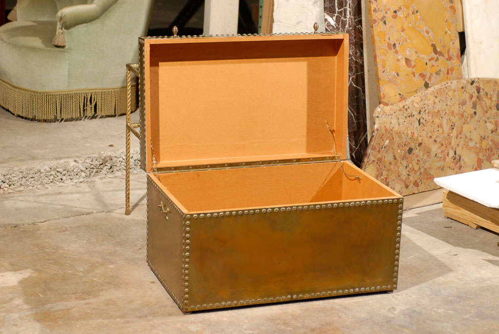 Pair Of Vintage Brass Trunks at 1stdibs