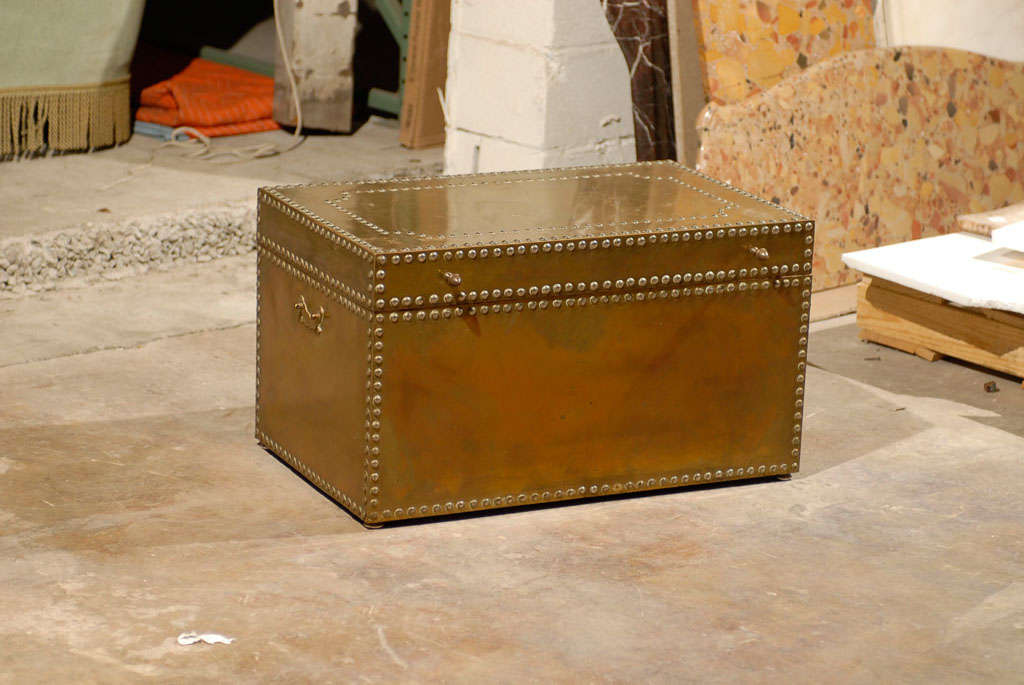 Pair Of Vintage Brass Trunks at 1stdibs