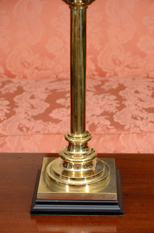 English Brass Candlesticks Lamp For Sale