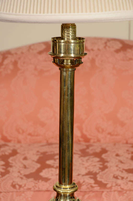 Brass Candlesticks Lamp In Good Condition For Sale In New York, NY