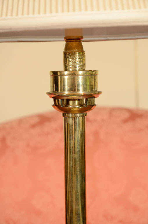 Mid-20th Century Brass Candlesticks Lamp For Sale