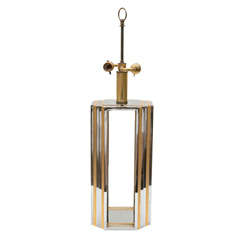 Pair of Brass and Steel Lamps by Romeo Rega.