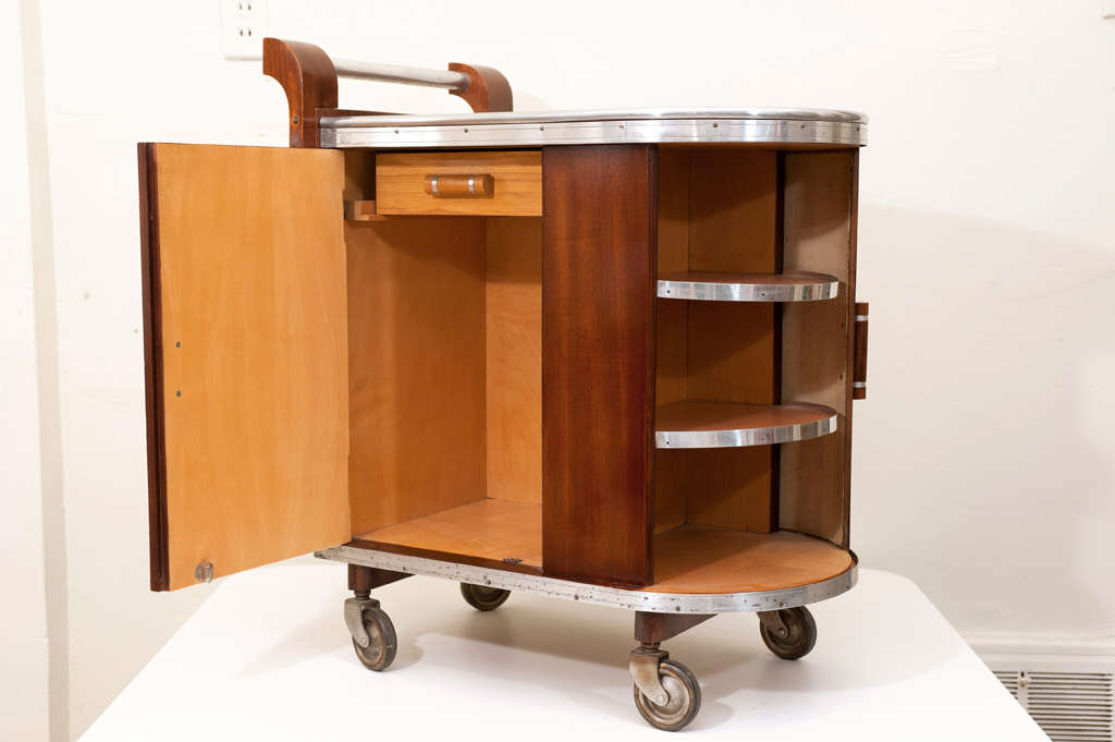 Wood French Art Deco Bar Cart