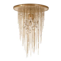 Vintage Brass and Glass Ceiling Light From France