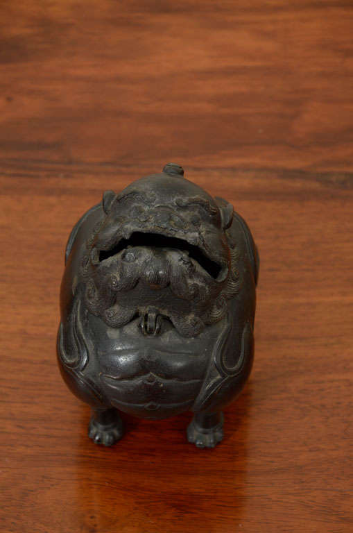 Chinese Ming or Qing Dynasty Bronze Fu Lion Form Censer 6