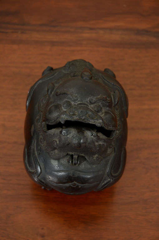 Chinese Ming or Qing Dynasty Bronze Fu Lion Form Censer In Good Condition In New York, NY