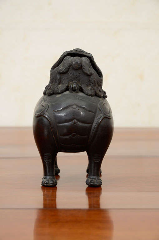 18th Century and Earlier Chinese Ming or Qing Dynasty Bronze Fu Lion Form Censer