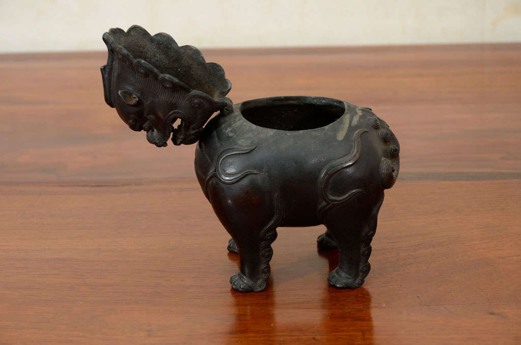 Chinese Ming or Qing Dynasty Bronze Fu Lion Form Censer 1