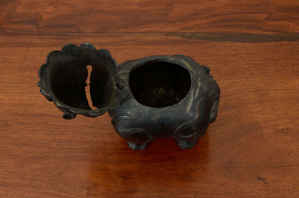 Chinese Ming or Qing Dynasty Bronze Fu Lion Form Censer 2