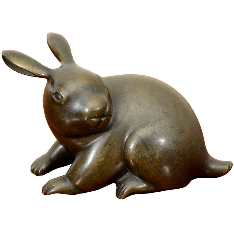 Japanese Meiji Bronze Rabbit