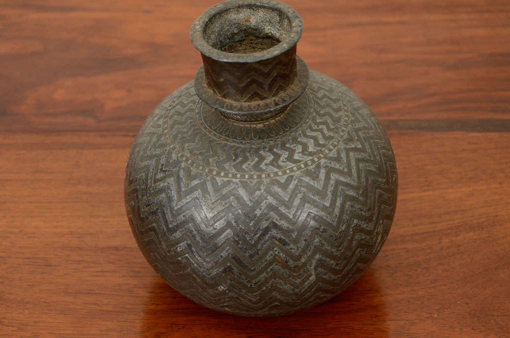 Zinc Indian Bidriware Vase (Hookah Pot)