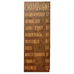 Champagne Wine Sign from France