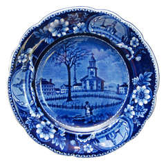 Historical Staffordhire Plate of Pittsfield in Winter