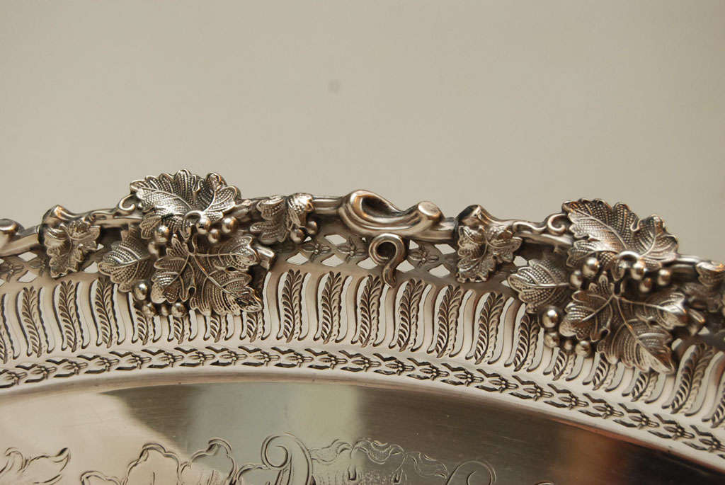 Oval Vintage Pattern Silver Plated Serving Tray 2