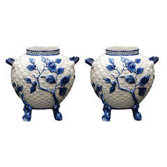 Pair of Royal Worcester Blue and White Vases.