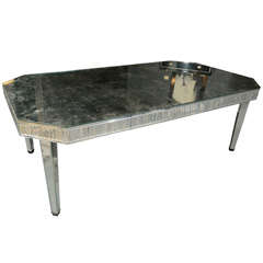 Vintage Spectacular Mirrored Dining Table in the Manner of Serge Roche