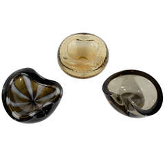 Set of Three Exceptional Murano Glass Ashtrays/Bowls