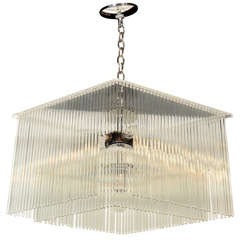 Two Tier Glass Rod Chandelier with Diamond Configuration