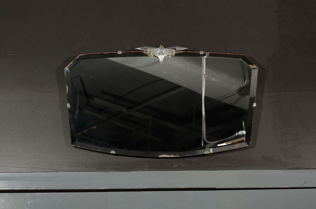 Art Deco Hexagon Mirror with Stylized Skyscraper Fitting