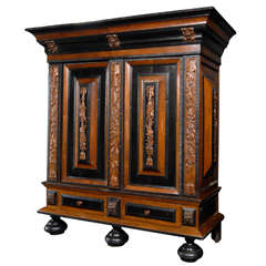 Exquisite 18th Century Swedish Period Baroque Cabinet with Raised Panels 2