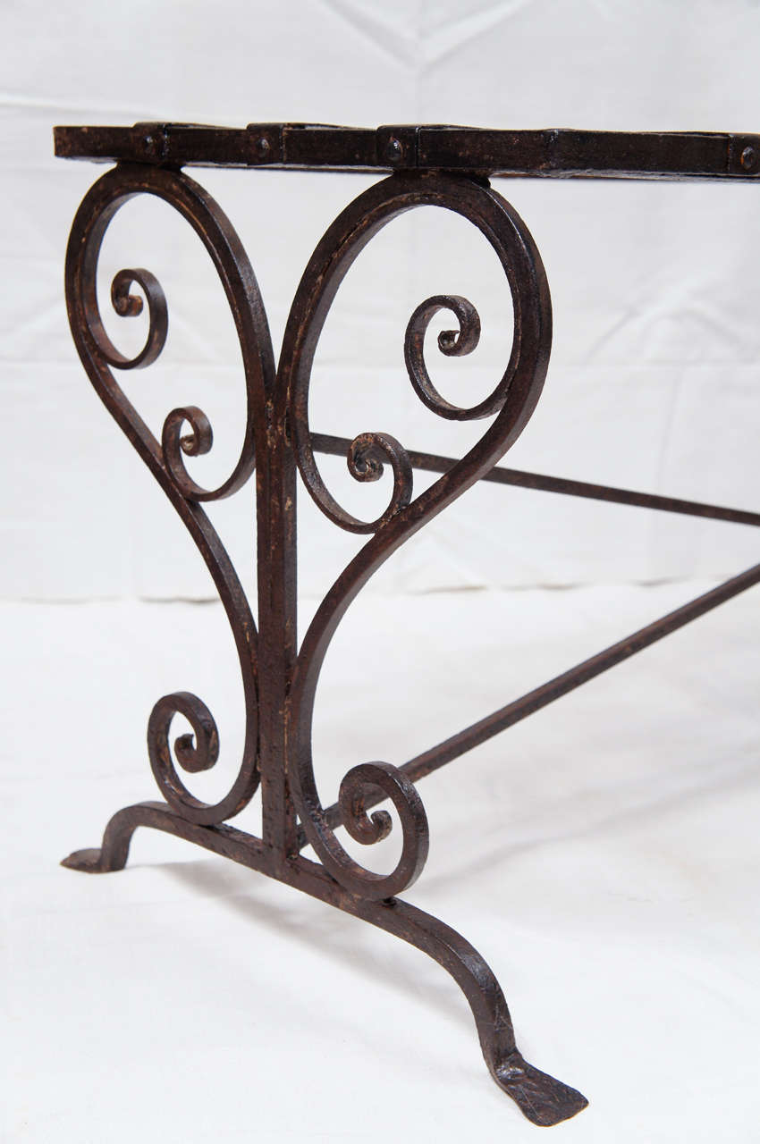 Italian Antique Wrought-Iron/Marble Coffee Table